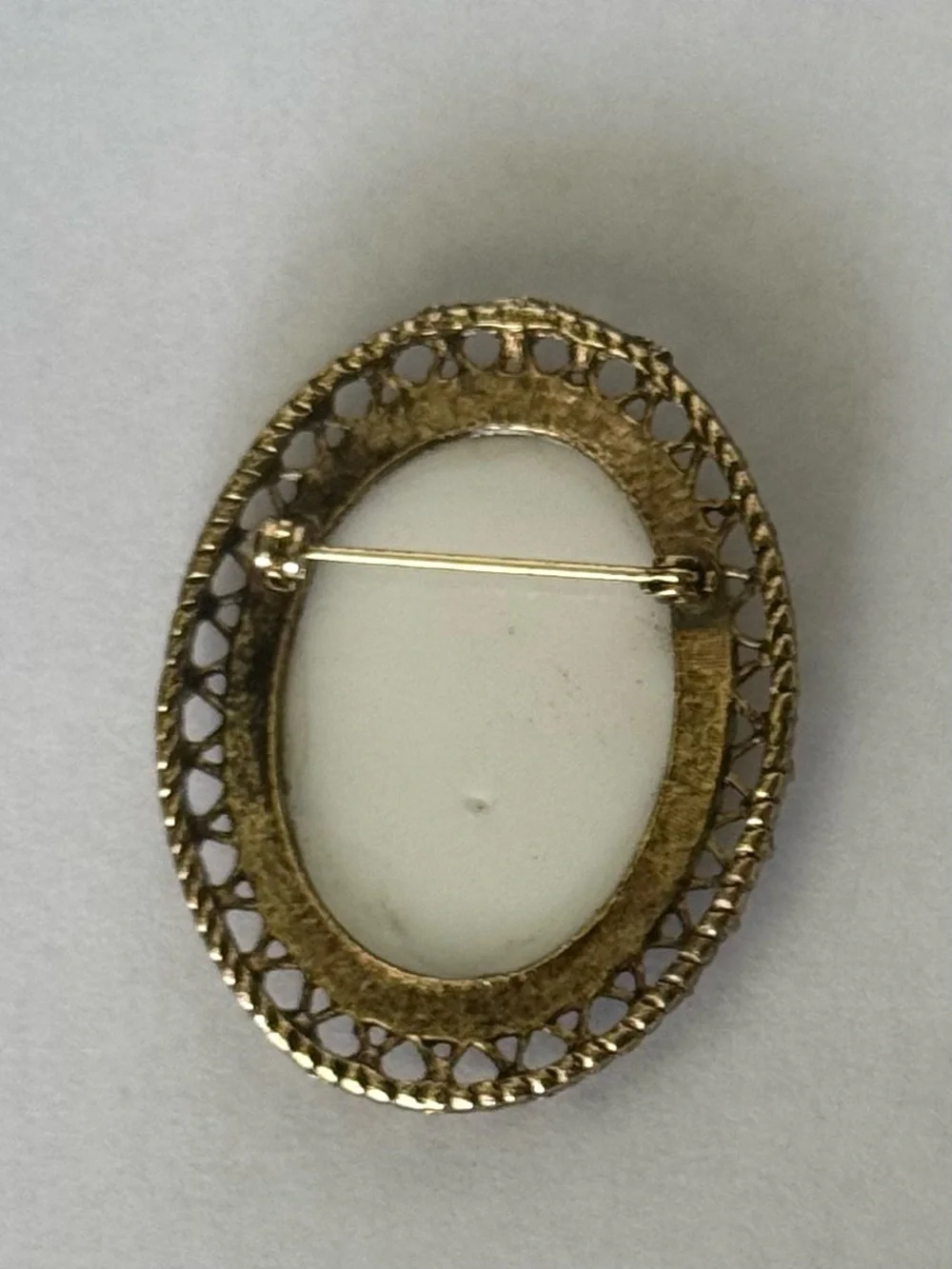 Sold Vintage Romantic Golden Rose Oval Milk Glass Cameo Brooch